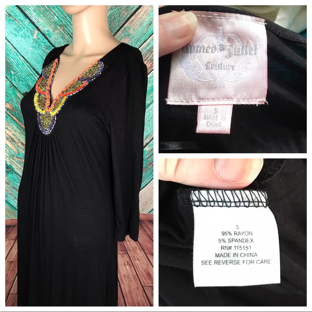 Romeo & Juliet Couture Black Beaded Maxi Dress - Picture 4 of 5
